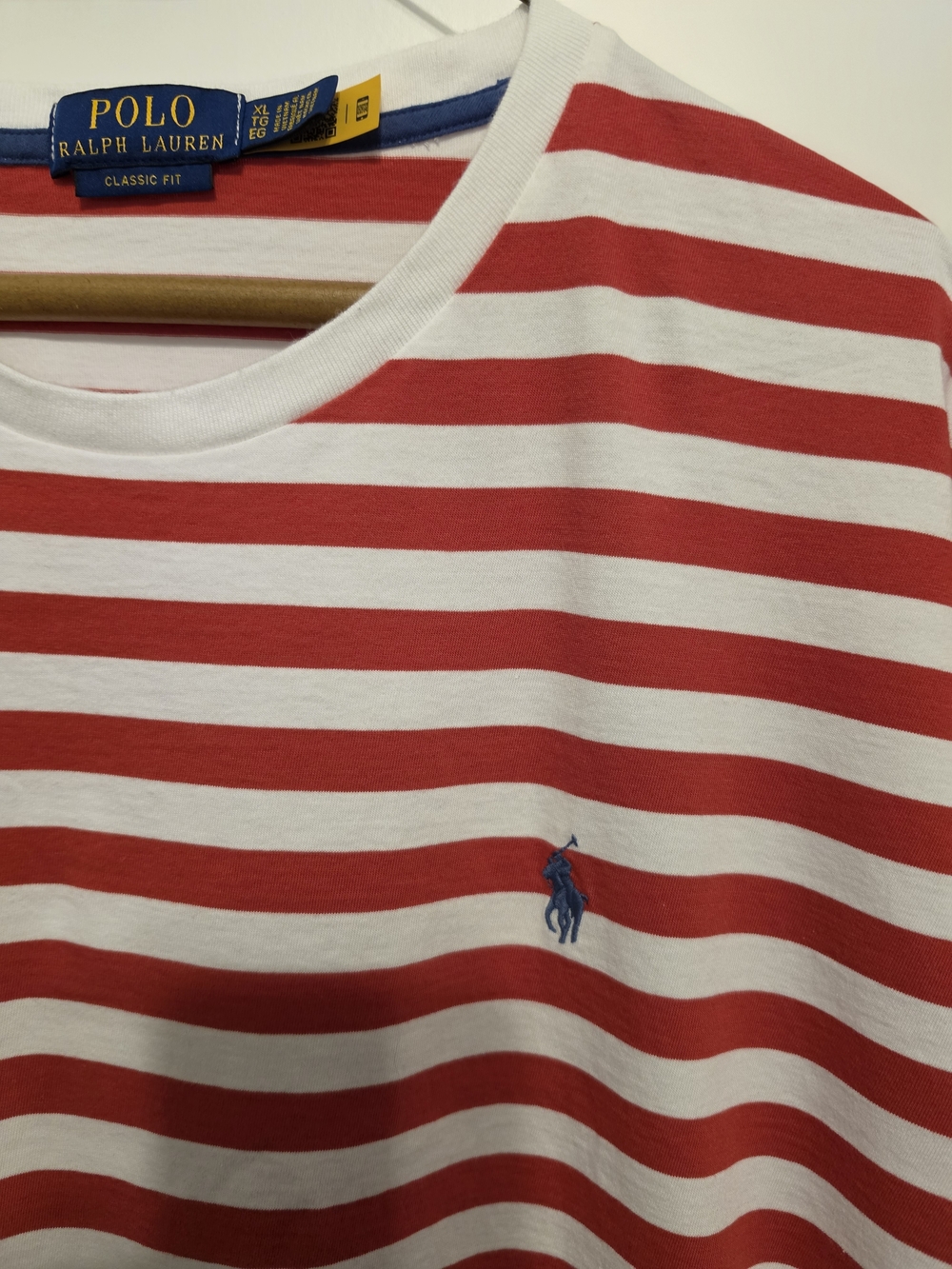 Polo by Ralph Lauren Red & White Striped Crew Tee with Pony - Picture 4 of 4